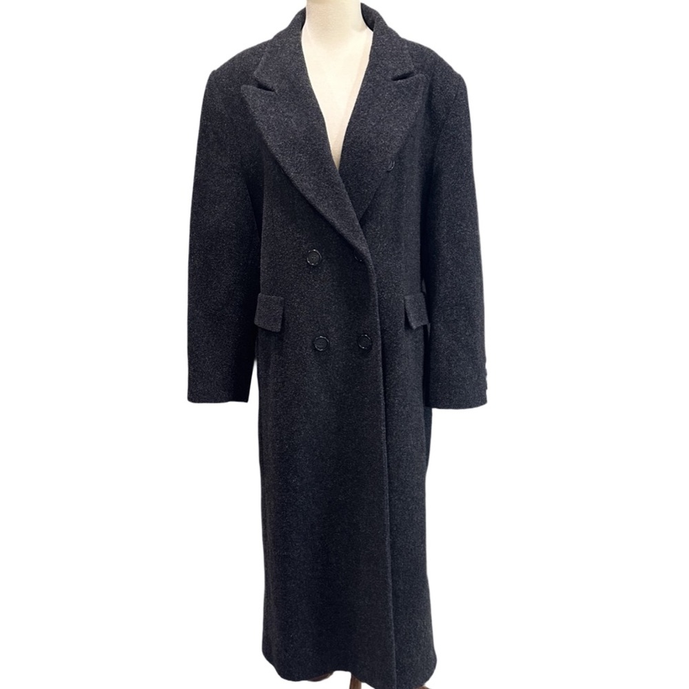 Preston & York Charcoal Long Double-Breasted Trench Coat